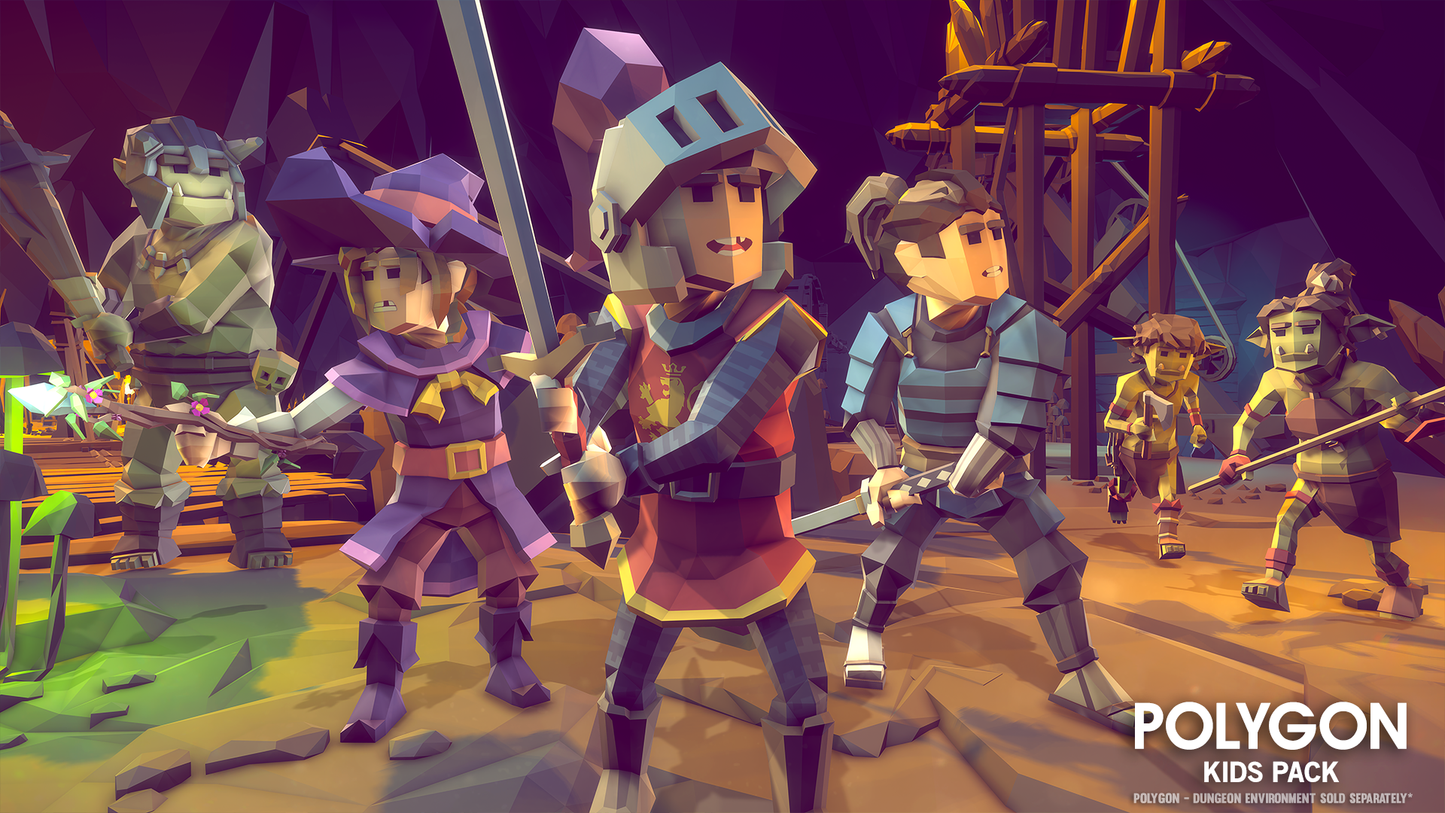 Polygon Kids Pack - 3D low poly assets for video game development