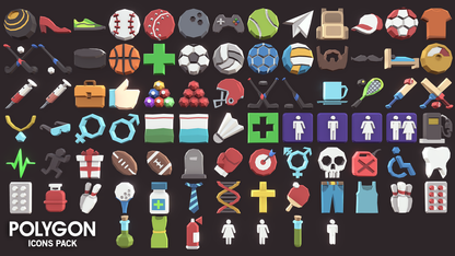 Low poly icons assets