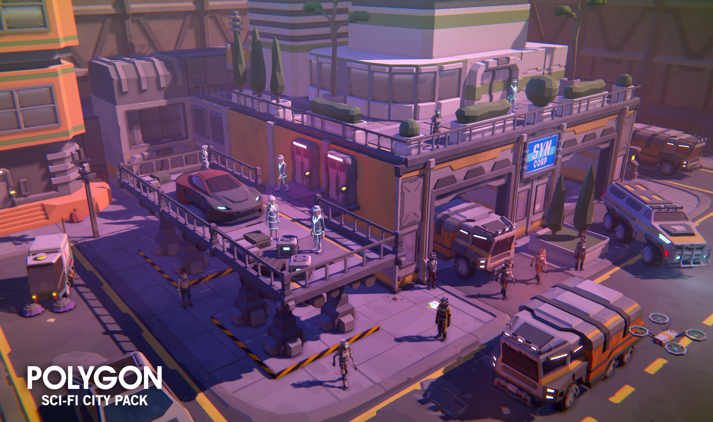 POLYGON - Sci-Fi City Pack - Synty Studios - Unity and Unreal 3D low poly assets for game development
