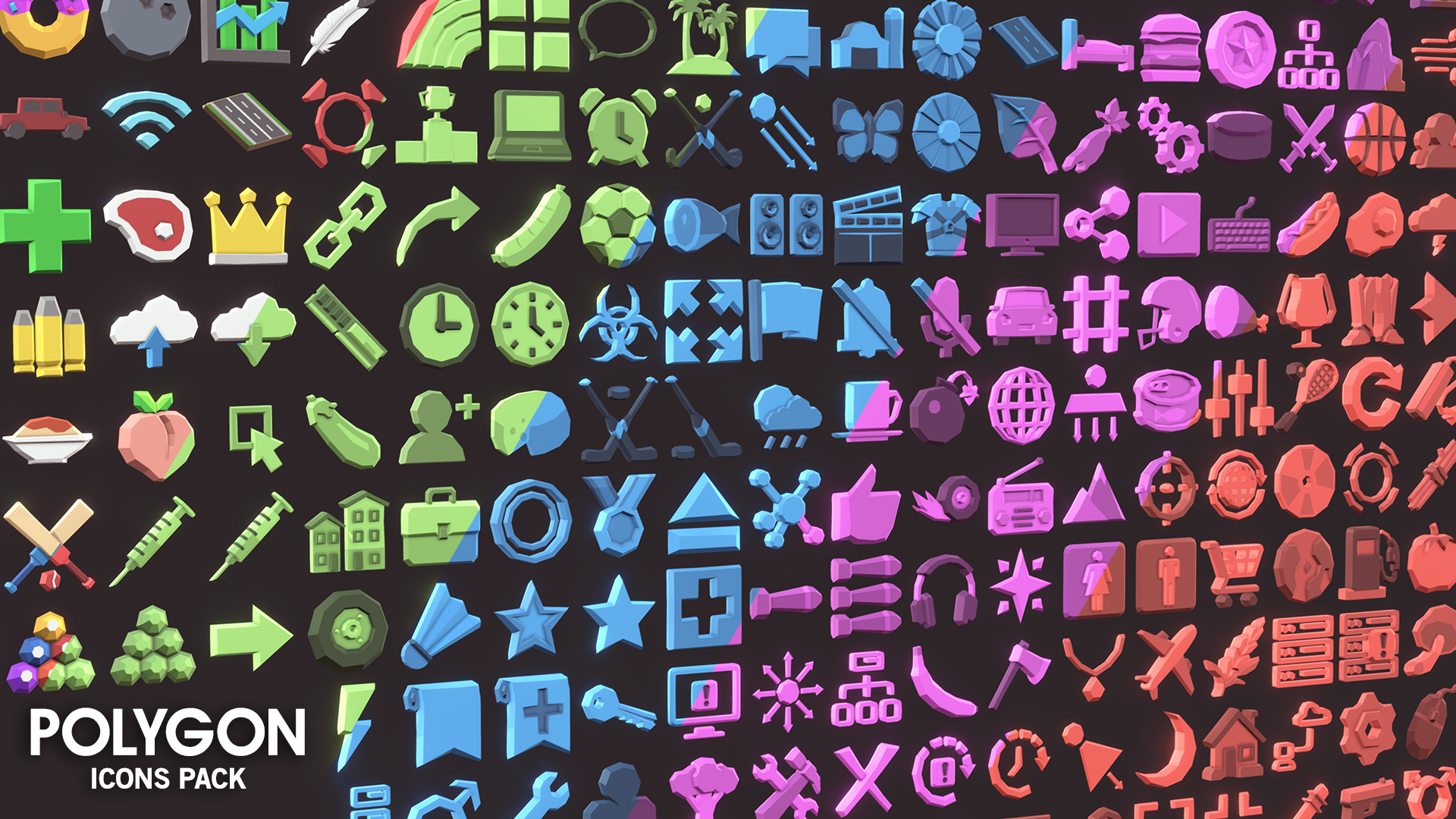 Icons asset pack to add to your Polygon style game