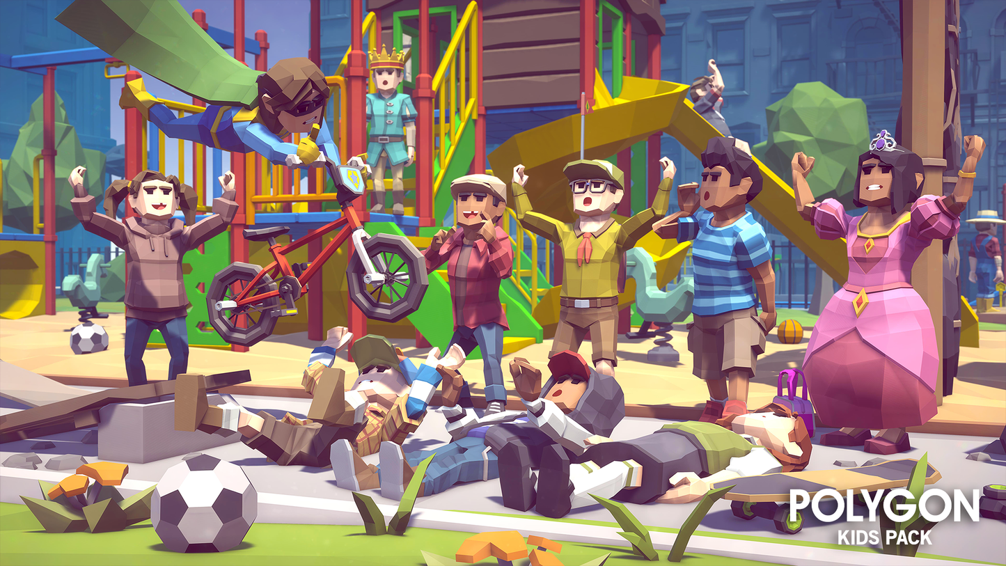 Polygon Kids Pack - 3D low poly assets for video game development