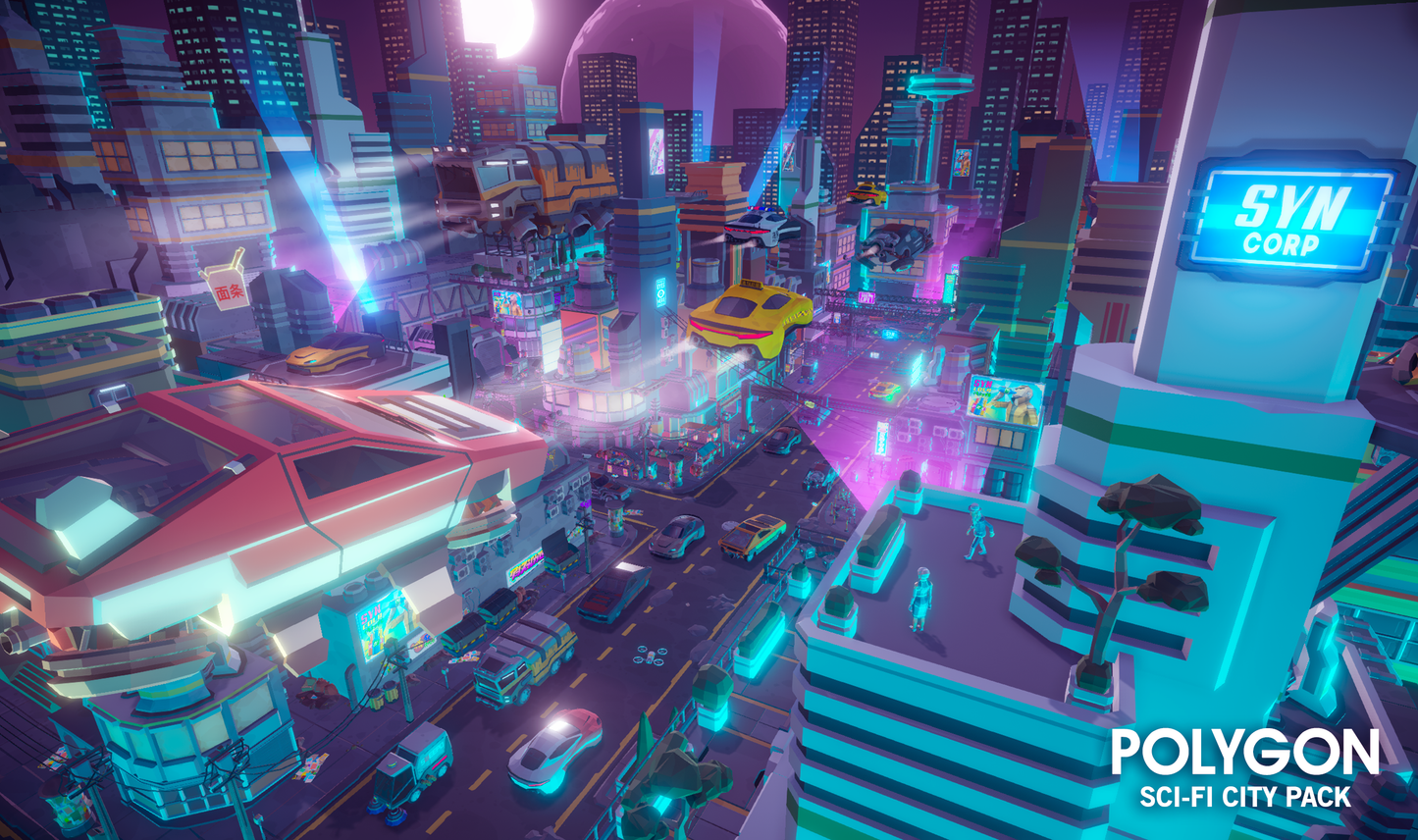 POLYGON - Sci-Fi City Pack - Synty Studios - Unity and Unreal 3D low poly assets for game development