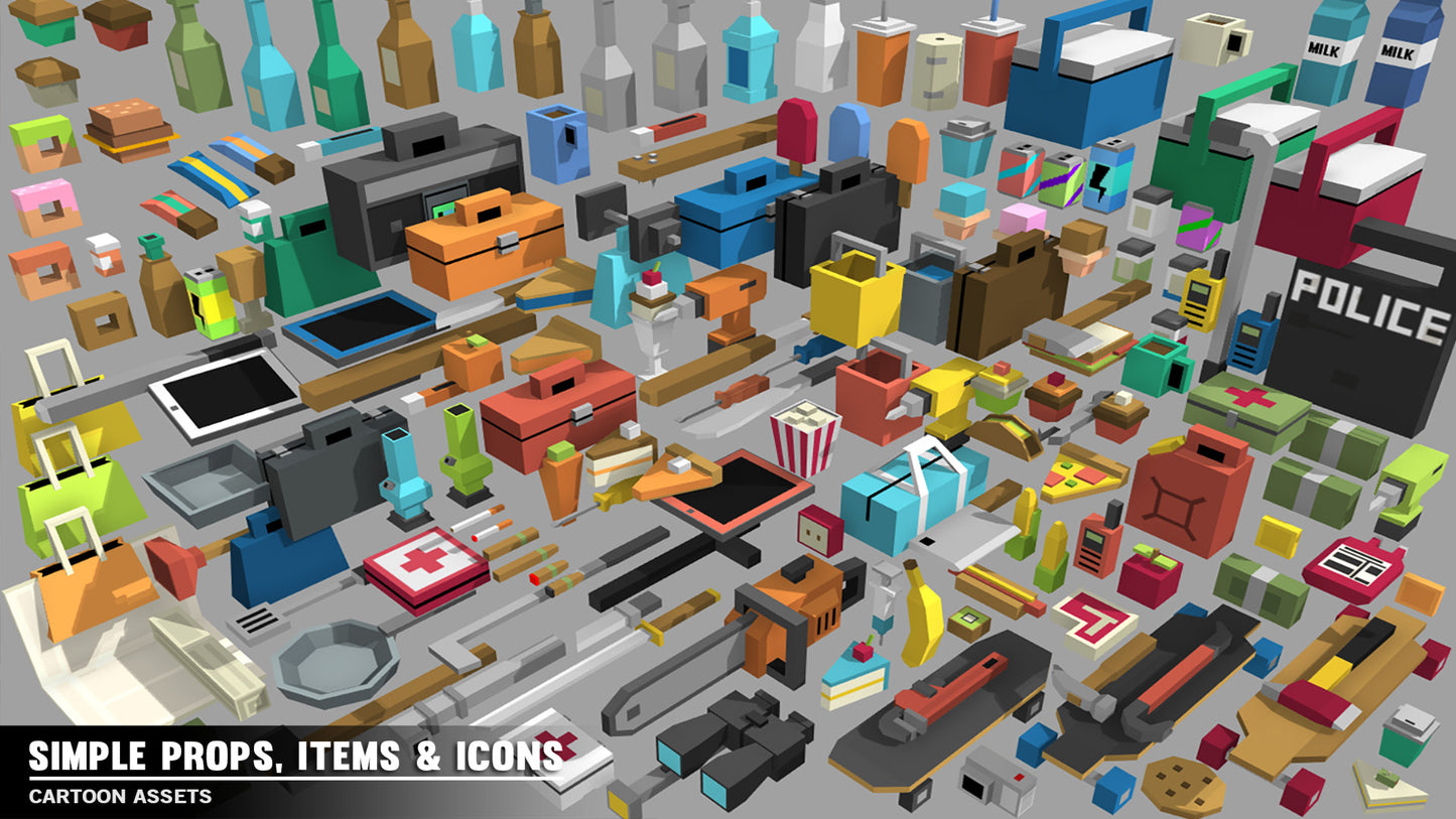 Simple Props/Items/Icons - Cartoon Assets - Synty Studios - Unity and Unreal 3D low poly assets for game development