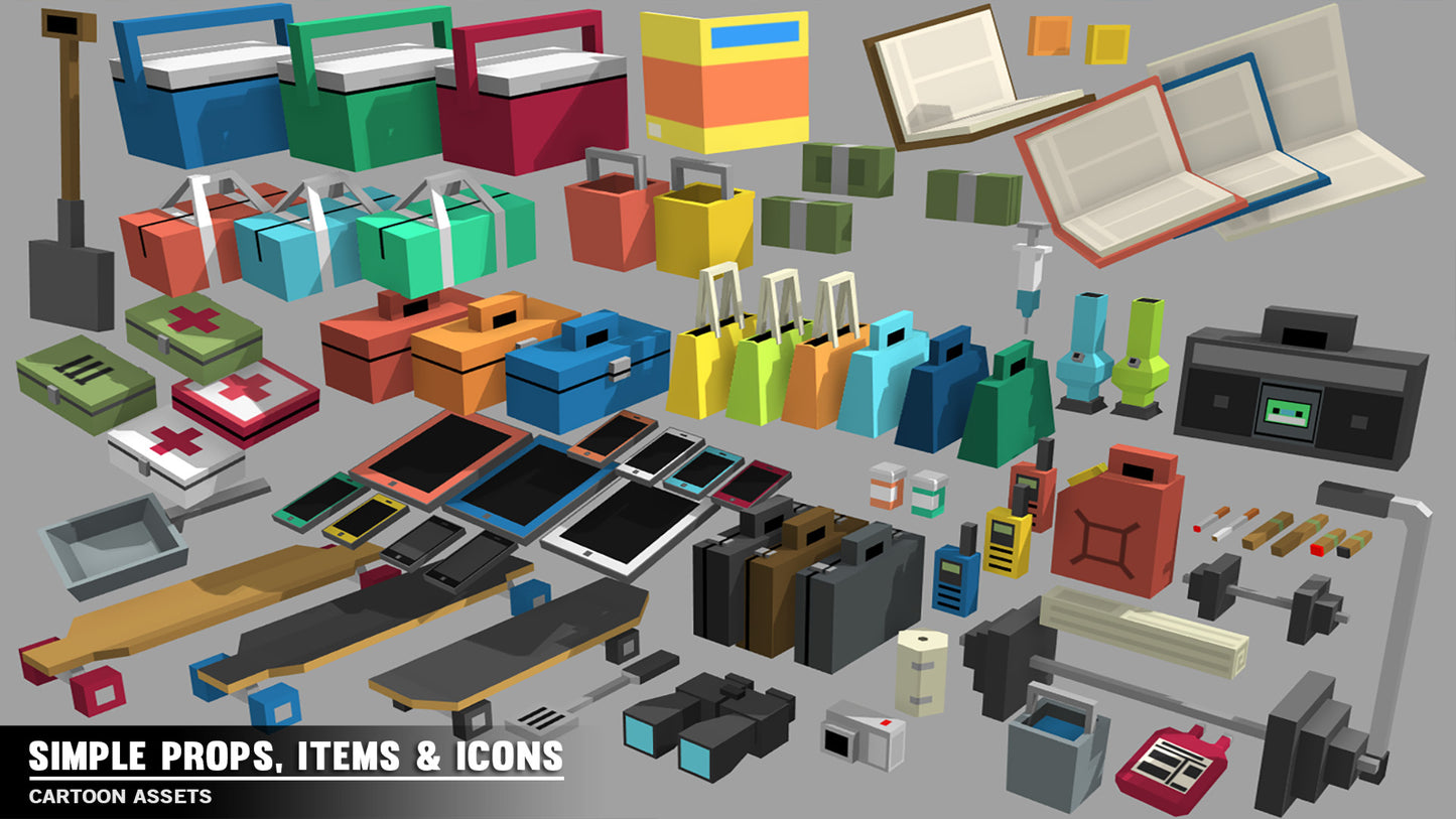 Simple Props/Items/Icons - Cartoon Assets - Synty Studios - Unity and Unreal 3D low poly assets for game development