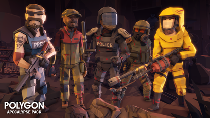 Apocalypse Pack 3D low poly biohazard and police character assets for game development