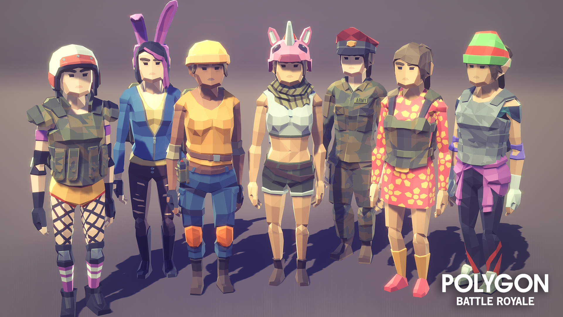 Battle Royale Pack low poly character class assets for game development 
