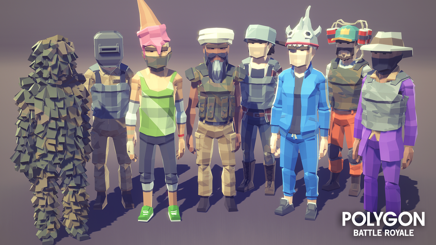 Battle Royale Pack low poly rival character class assets for game development 