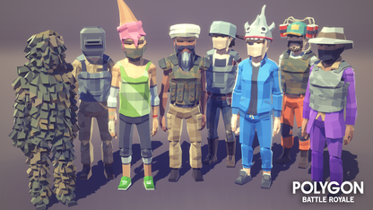 Battle Royale Pack low poly rival character class assets for game development 