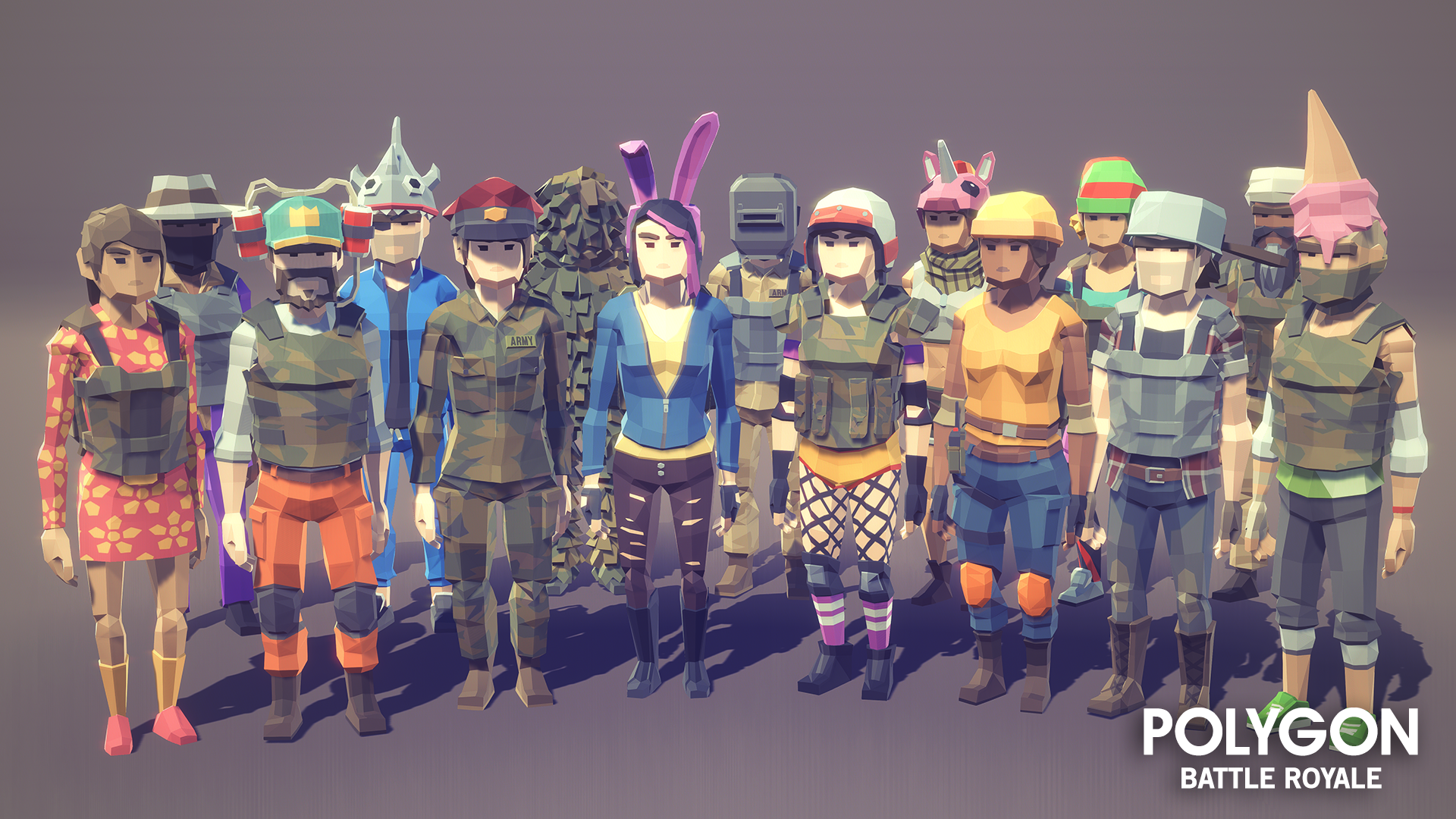 Battle Royale Pack low poly character class and customisation assets for game development 