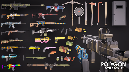 Battle Royale Pack low poly character armour and equipment for game development