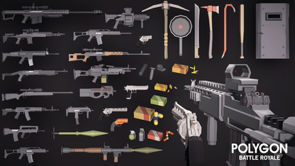 Battle Royale Pack low poly character armour and weapon class upgrades for game development
