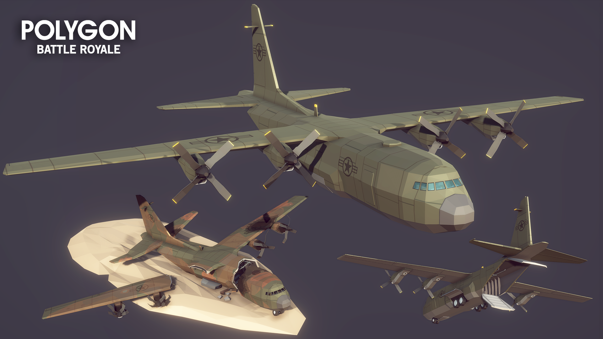Battle Royale Pack low poly military jets for game development