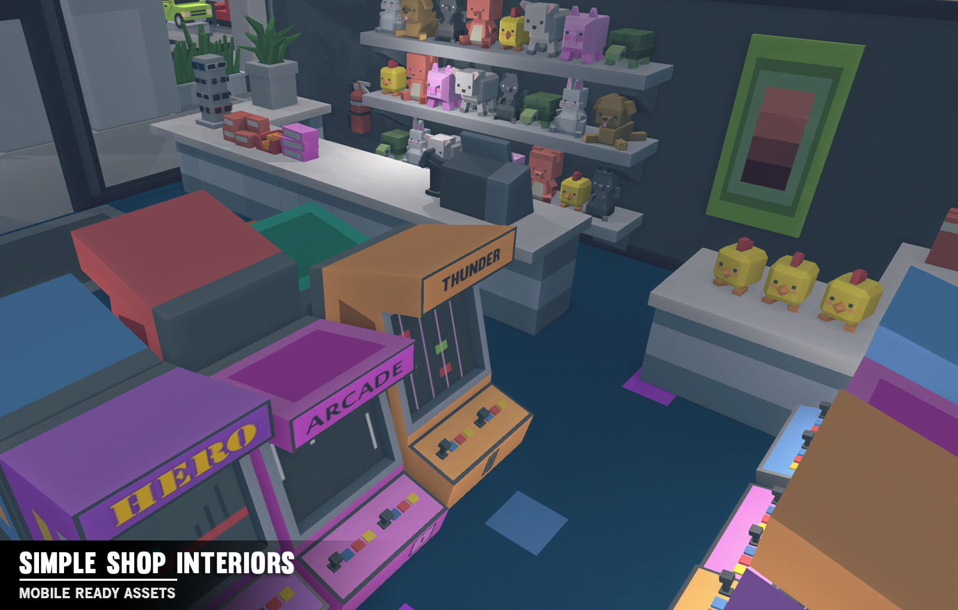 Simple Shop Interiors - Cartoon assets - Synty Studios - Unity and Unreal 3D low poly assets for game development