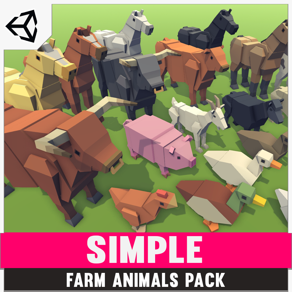 Simple Farm Animals - Cartoon Assets