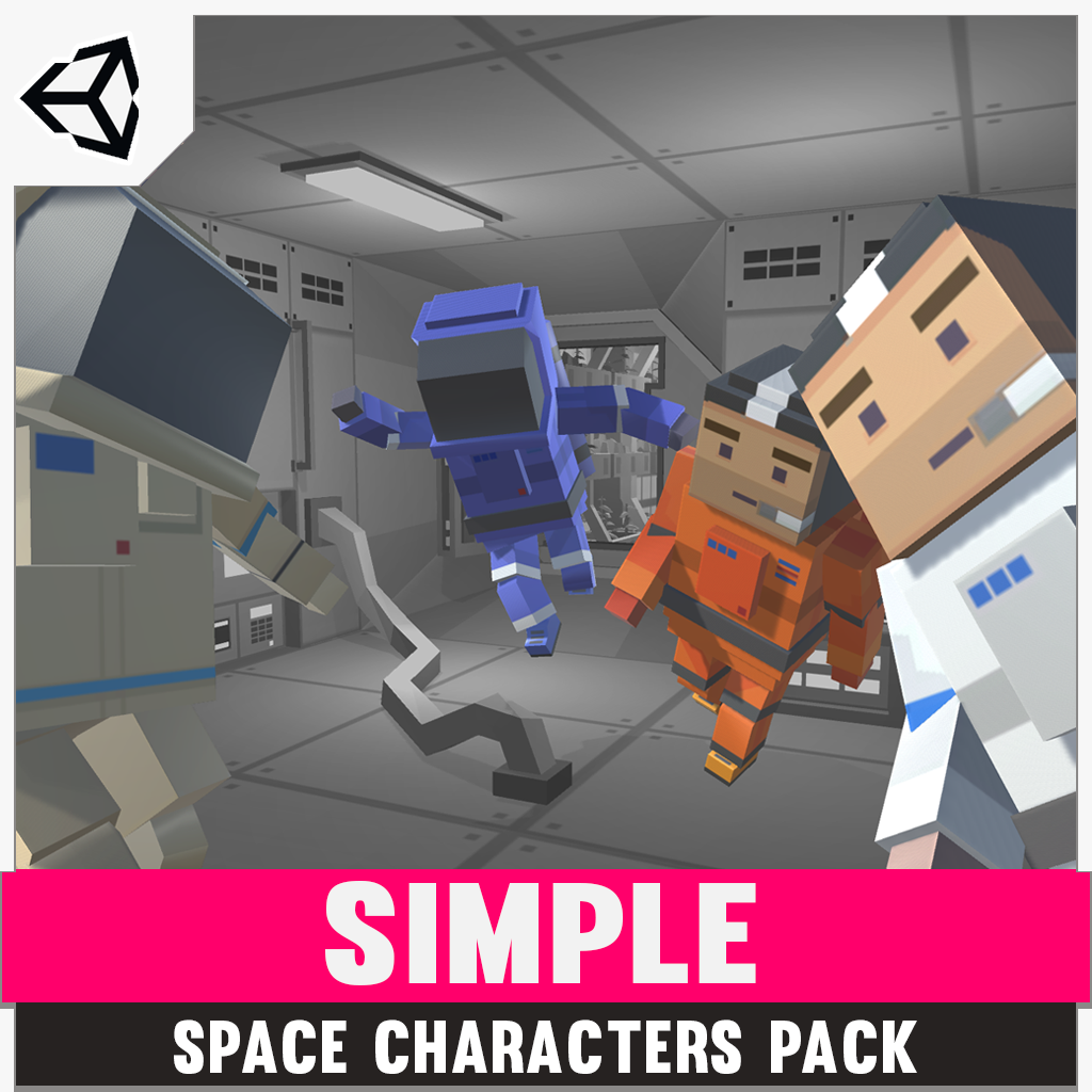 Simple 3D Low Poly Space Characters Pack