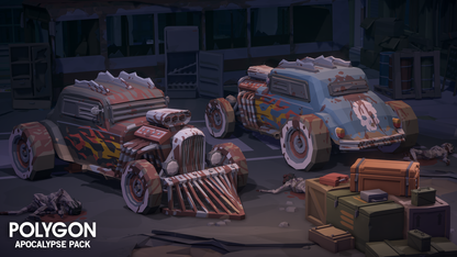 Apocalypse Pack 3D low poly monster truck assets for game development