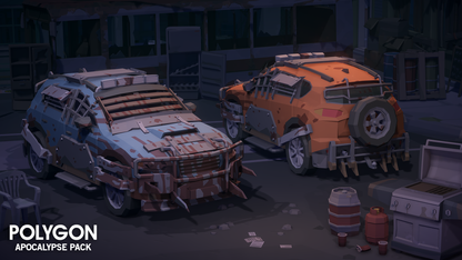 Apocalypse Pack 3D low poly wasteland vehicle assets for game development