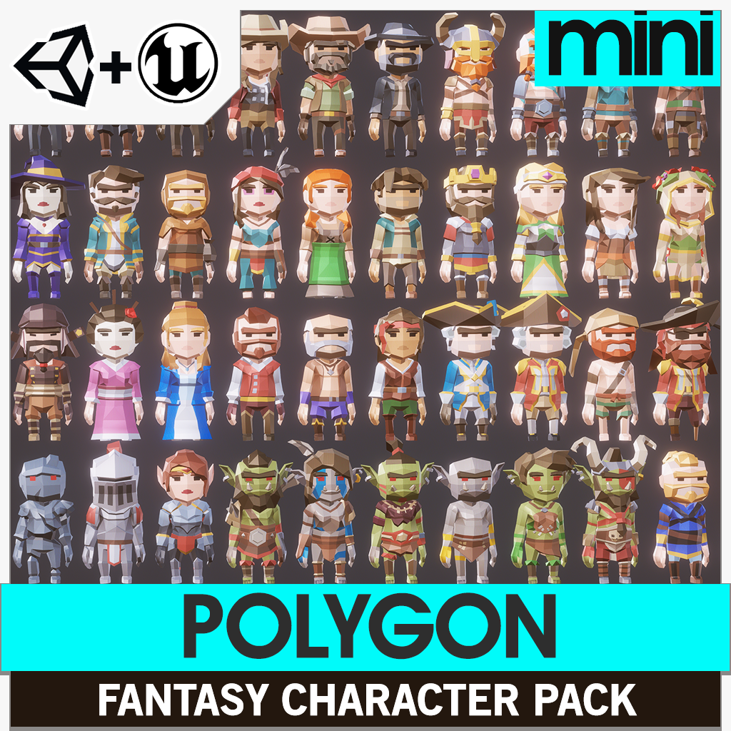 POLYGON MINI - Fantasy Characters Pack - Synty Studios - Unity and Unreal 3D low poly assets for game development