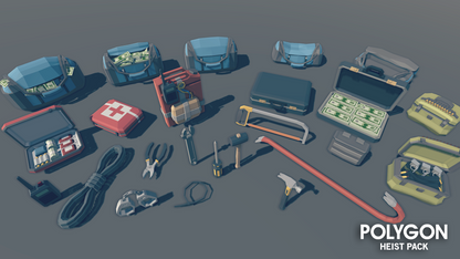 Bank heist robber assets available for 3D low poly characters