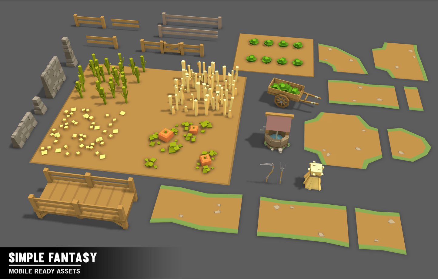 Simple Fantasy low poly farm assets for game developers