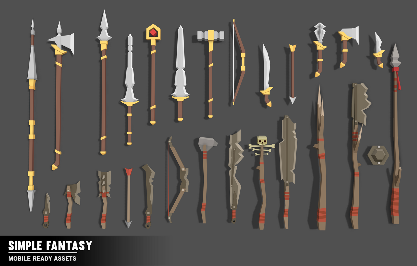 Simple Fantasy low poly armoury skins for game developers