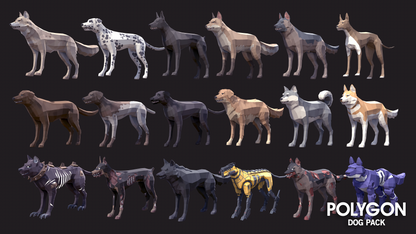 POLYGON - Dog Pack - Synty Studios - Unity and Unreal 3D low poly assets for game development