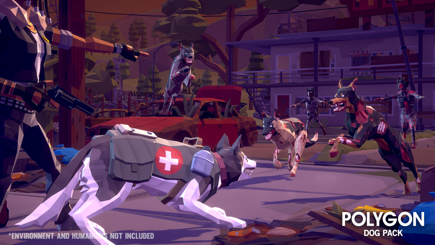POLYGON - Dog Pack - Synty Studios - Unity and Unreal 3D low poly assets for game development