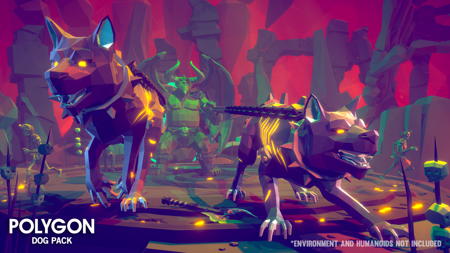 POLYGON - Dog Pack - Synty Studios - Unity and Unreal 3D low poly assets for game development