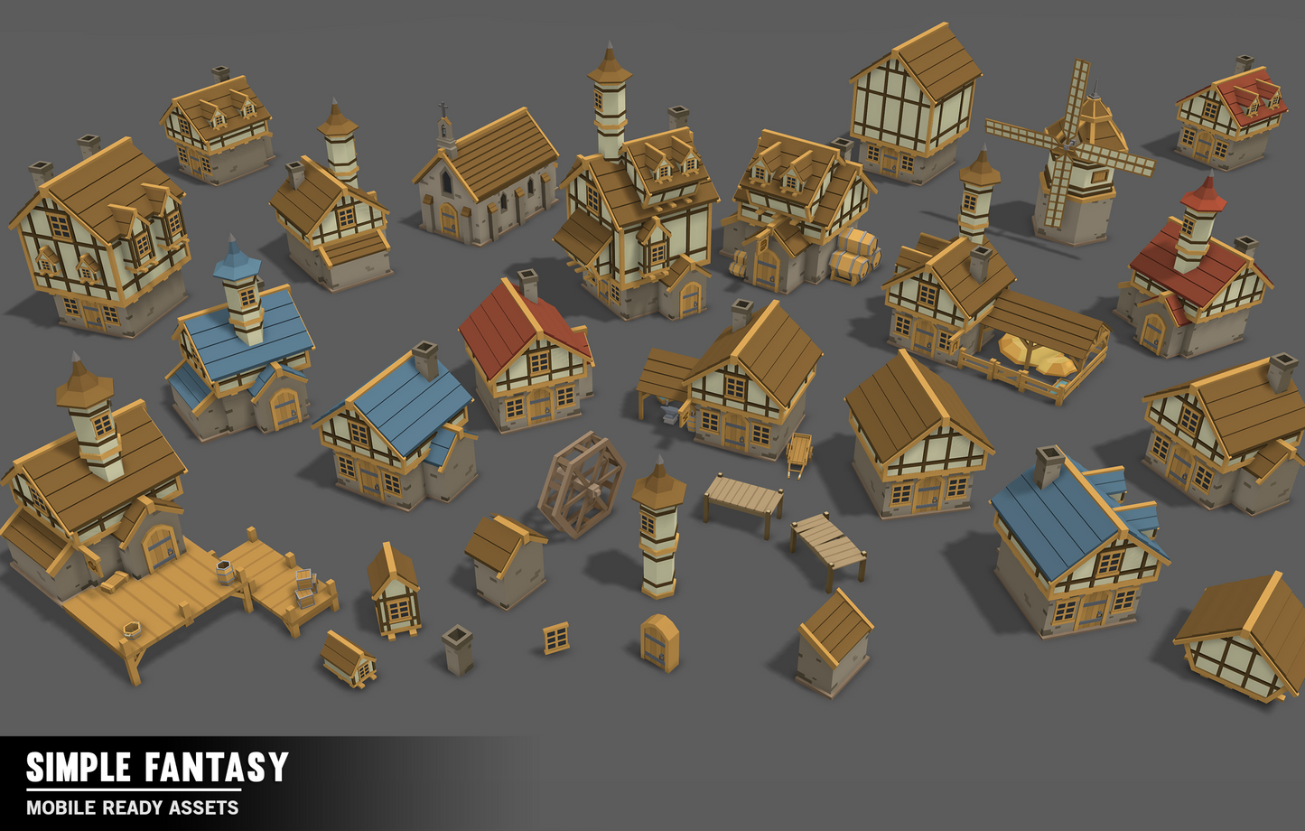 Simple Fantasy town and building assets